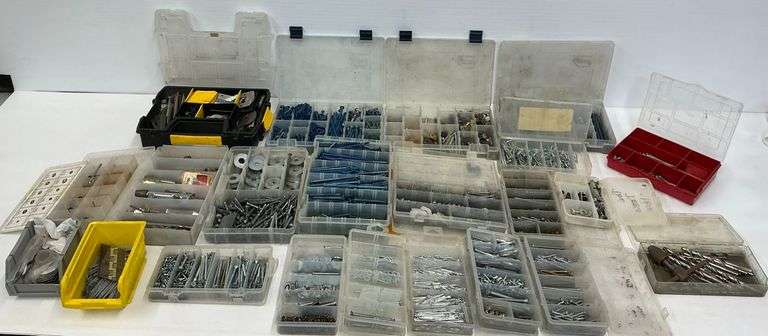 Large Assortment of Fasteners, Hardware, and Tools image