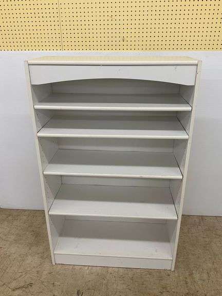 White Wooden Bookcase with Six Shelves image