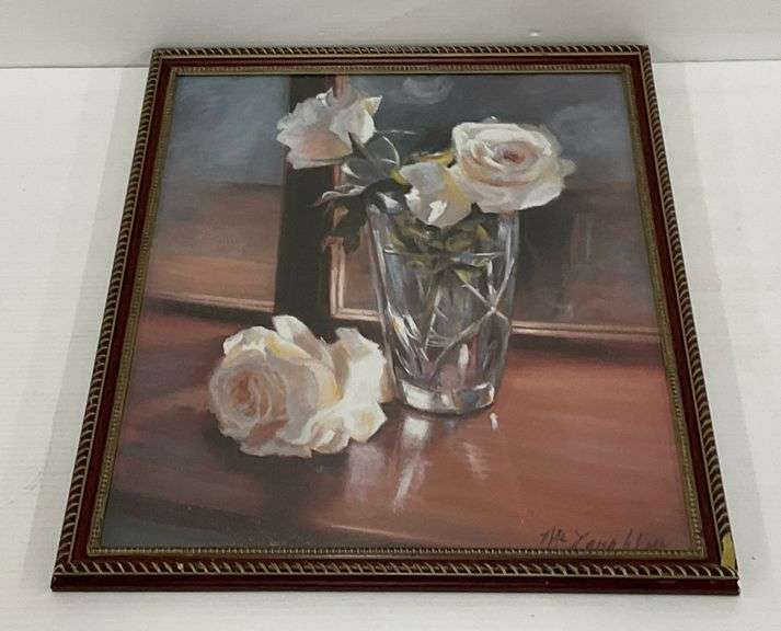 Framed Floral Still Life Painting Signed McLaughlin image