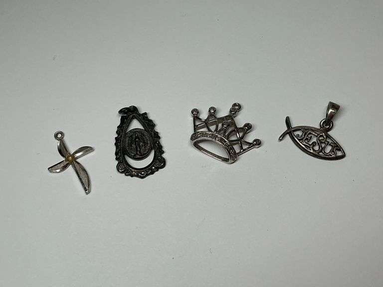 Four Sterling Silver Christian Pendants image