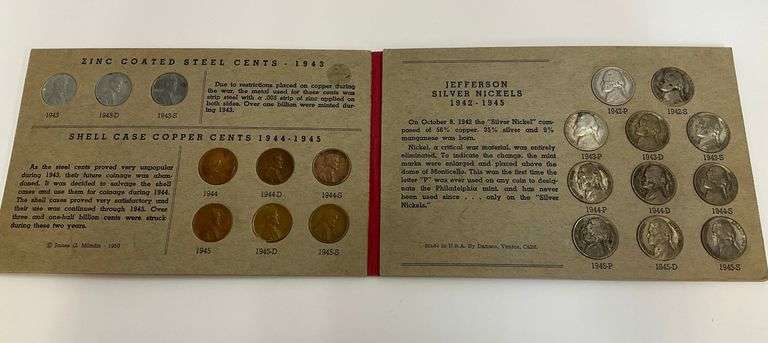 U.S. Emergency Coins World War II - 1943 Steel Cents & 1942-1945 Silver Nickels image