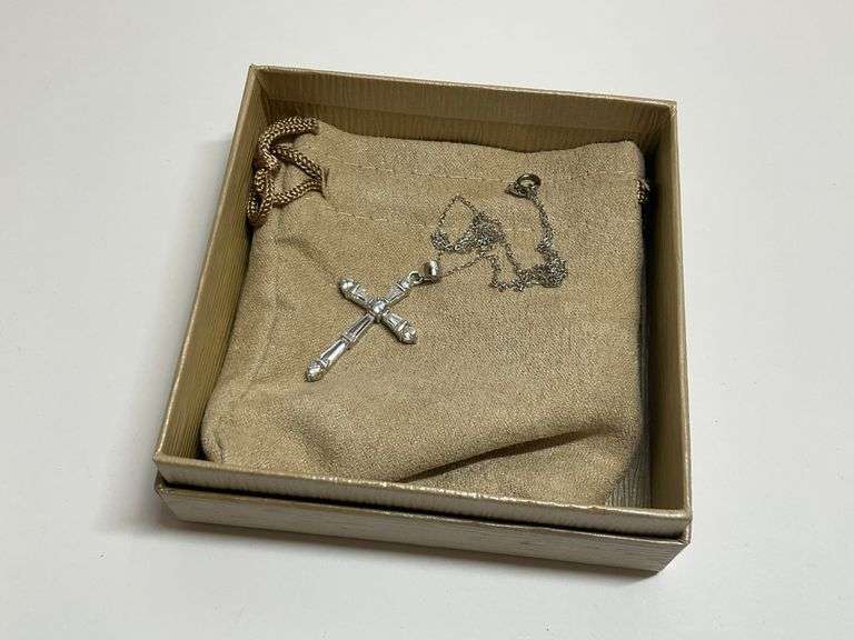 Sterling Silver Cross Pendant Necklace with Presentation Box image