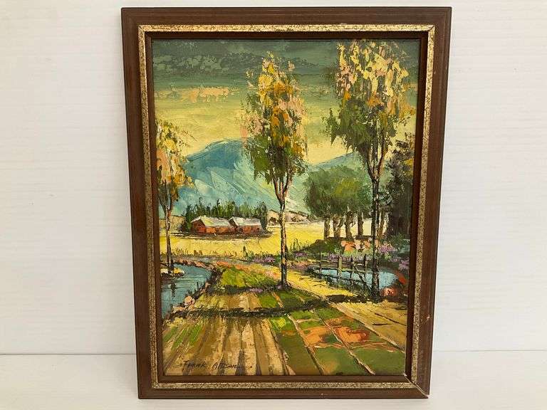 Framed Oil Painting of Mountain Landscape by Frank Allison image
