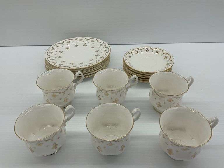 Royal Osborne Bone China Tea Cup Set with Saucers and Plates image