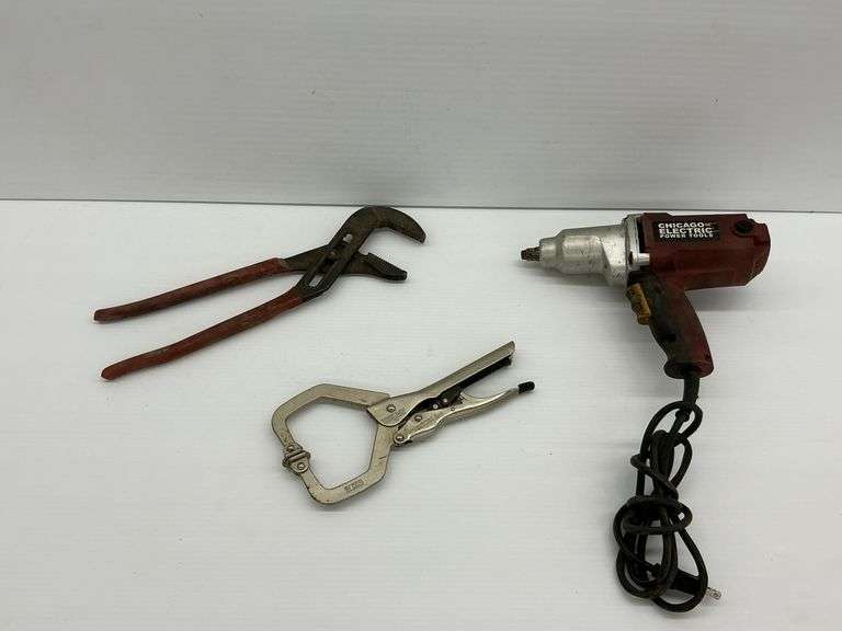 Chicago Electric Impact Wrench, Locking C-Clamp & Lock-Jaw Pliers image