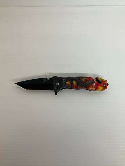Folding Pocket Knife with Dragon Design image