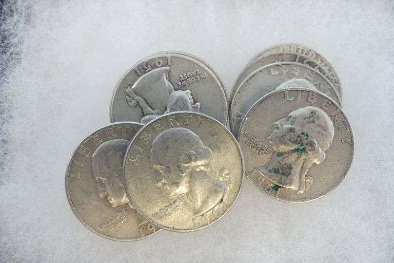 Mixed Lot of 10 Silver Washington Quarters -pre-1965 image