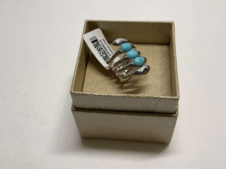 Larimar Cabochon Sterling Silver Fashion Ring...Size 6 image