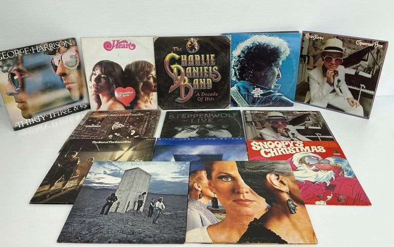 Collection of Assorted Vinyl Records in Dairy Crate - Elton John, Guess Who, Bob Dylan and more image