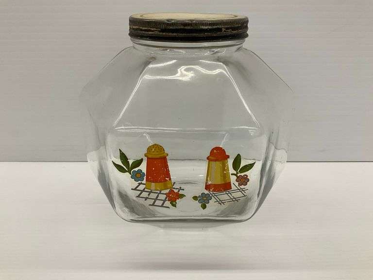 Vintage Glass Jar with Salt and Pepper Shaker Design image