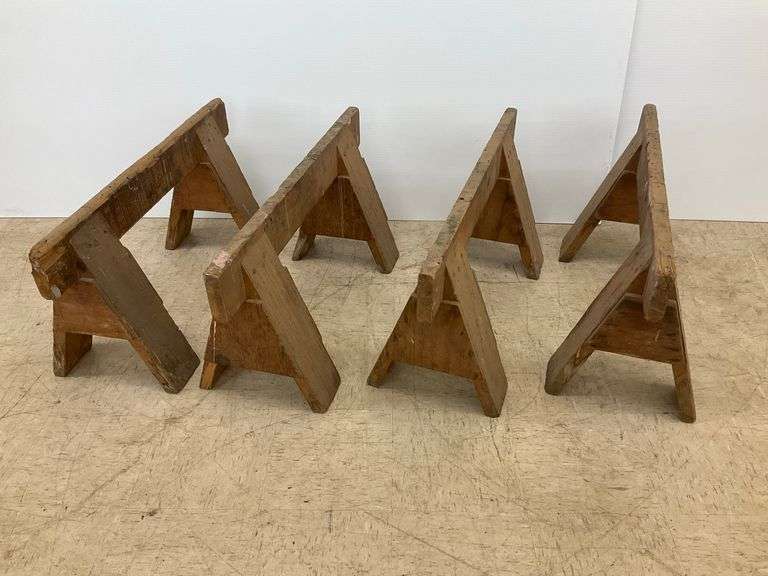 Four Wooden Sawhorses image