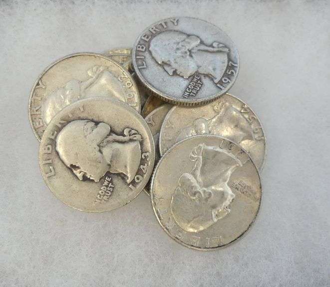 Mixed Lot of 10 Silver Washington Quarters -pre-1965 image