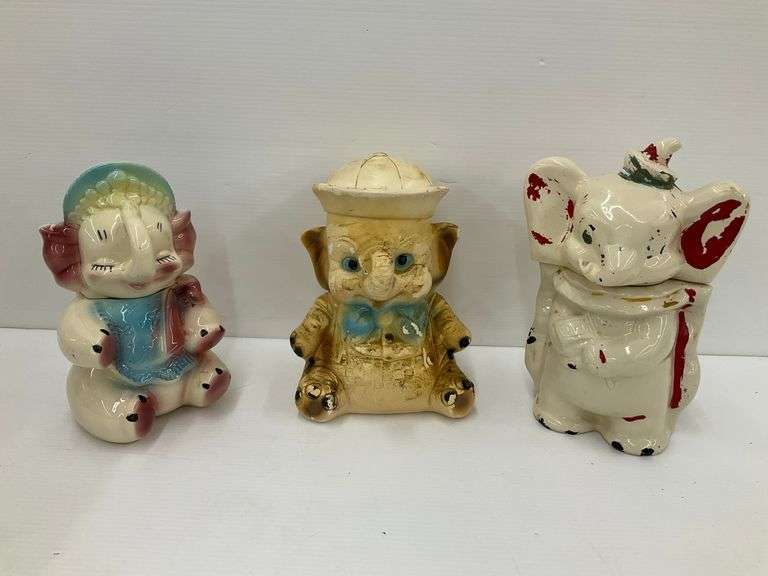 Vintage Ceramic Elephant Cookie Jars and Bank image