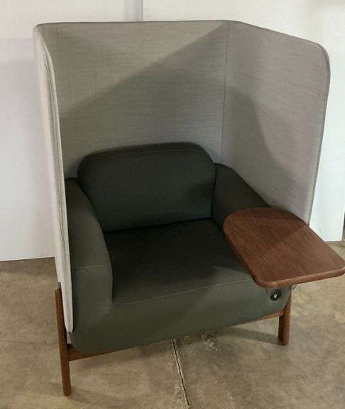Privacy Booth Chair with Wooden Desk image