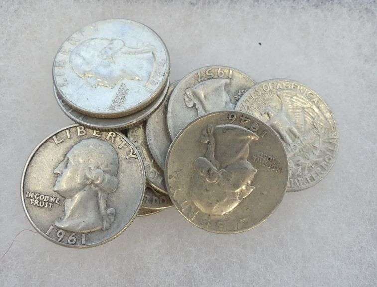 Mixed Lot of 10 Silver Washington Quarters -pre-1965 image
