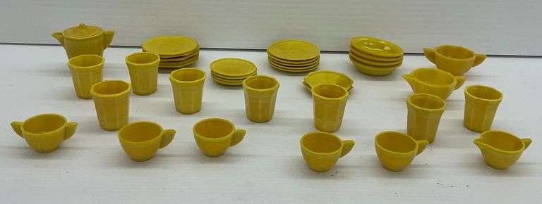 Vintage Akro Agate Children's Play Dishes - Tea Set - Miniature image