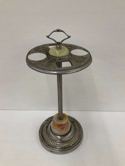 Vintage Smoking Stand with Slag Glass Accents image