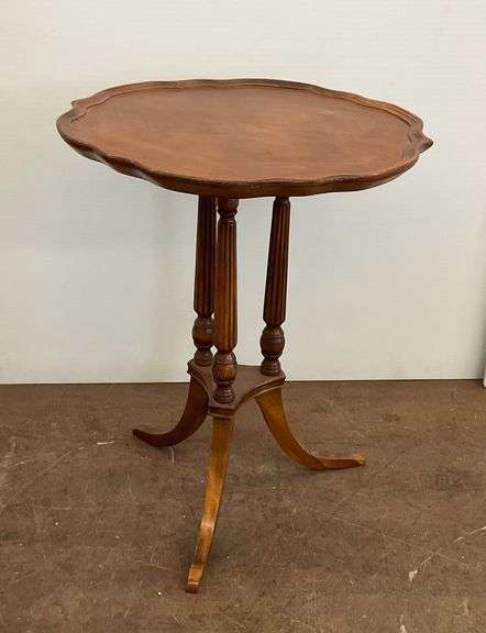 Vintage Small Round Table with Tripod Base... one leg needs repair image