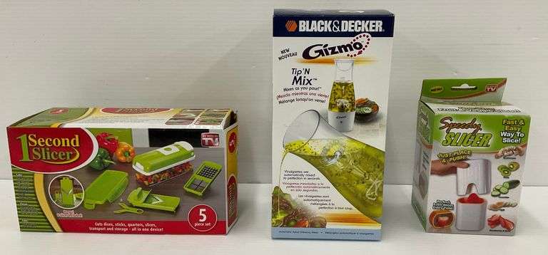 New Kitchen Gadget Lot - Vegetable Slicers and Salad Dressing Mixer image