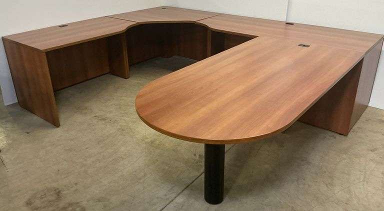 Large U-Shaped Wooden Office Desk image