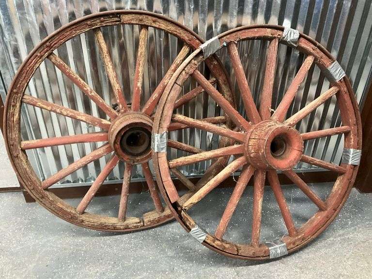 Pair of Wooden Wagon Wheels image