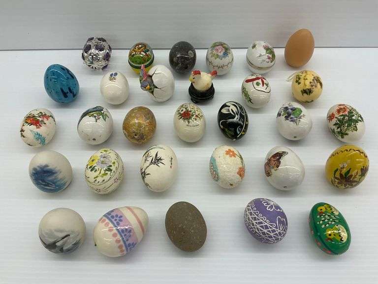 Decorative Egg Collection - Hand Painted Ceramic and Stone image