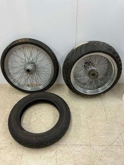 Motorcycle Tire and Wheel Lot - Dunlop, Harley Davidson image