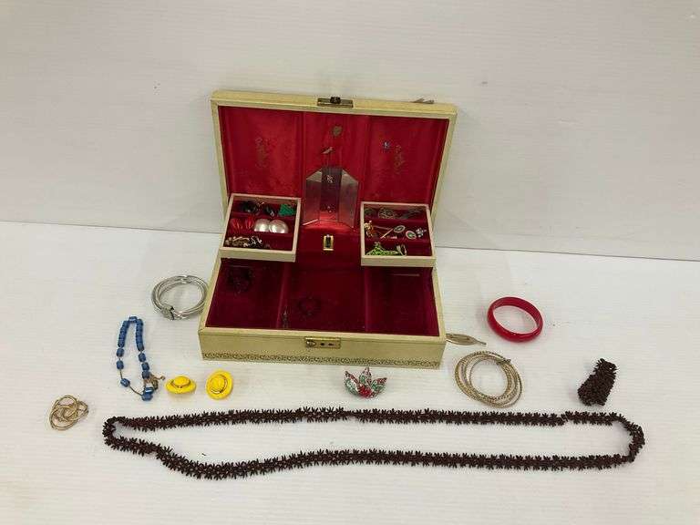 Vintage Jewelry Box with Costume Jewelry image