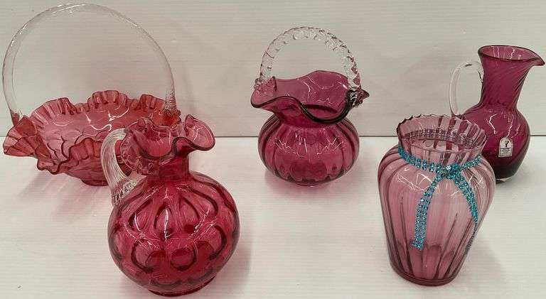 Cranberry Glass Vases and Baskets image