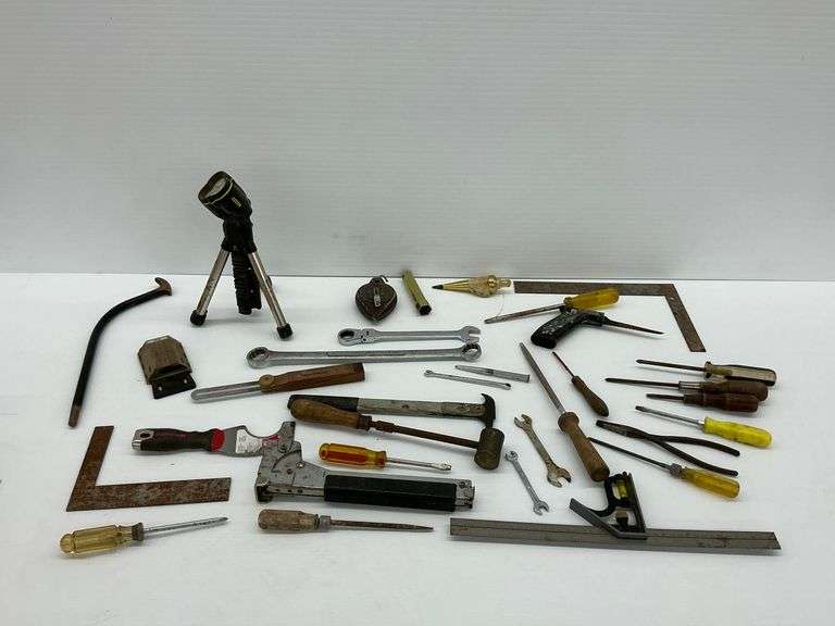 Mixed Lot of Hand Tools including Wrenches, Screwdrivers, and More image