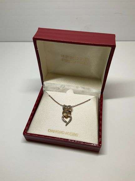 18K Gold Over Sterling Silver Diamond Accent Heart Pendant Necklace image