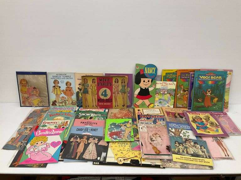 Mixed Lot of Vintage Paper Dolls, Cut-Out Books, Coloring Books, and More image