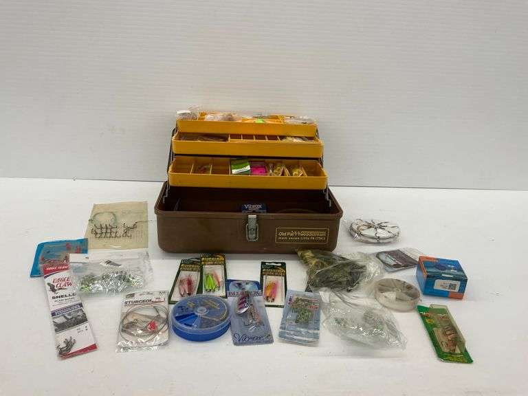 Old Pal Woodstream Tackle Box with Fishing Lures and Accessories image