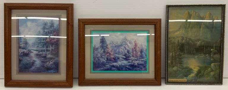 Framed Landscape Prints by Lee K. Parkinson & Vintage Print- Lot of 3 image