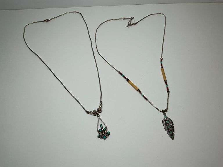 Two Native American Liquid Silver Necklaces image