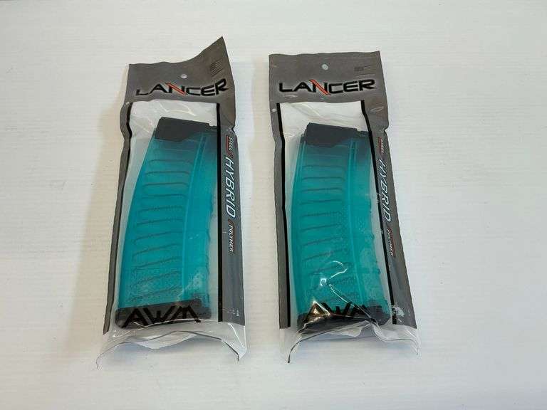 Two Lancer L5AWM30 Translucent Robins Egg Blue 5.56mm Magazines image