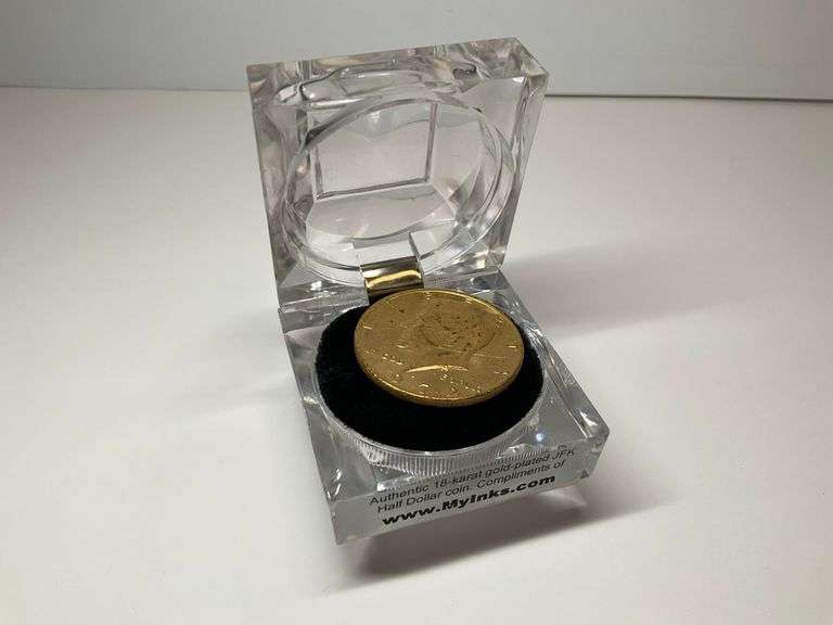1972 JFK Half Dollar, 18-Karat Gold Plated in Display Case image