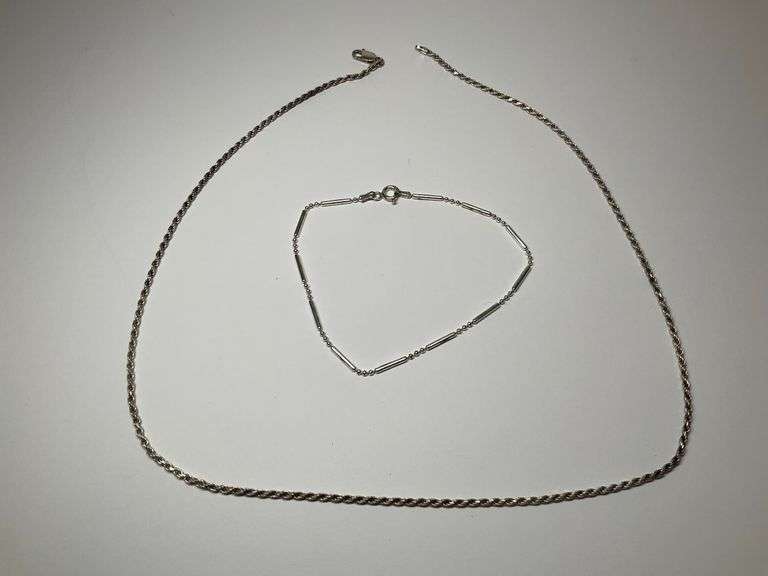 Sterling Silver Chain Necklace and Bracelet image
