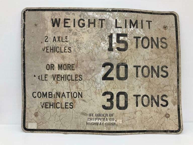 Weight Limit Sign - Chippewa Co Highway Comm - 15/20/30 Tons image