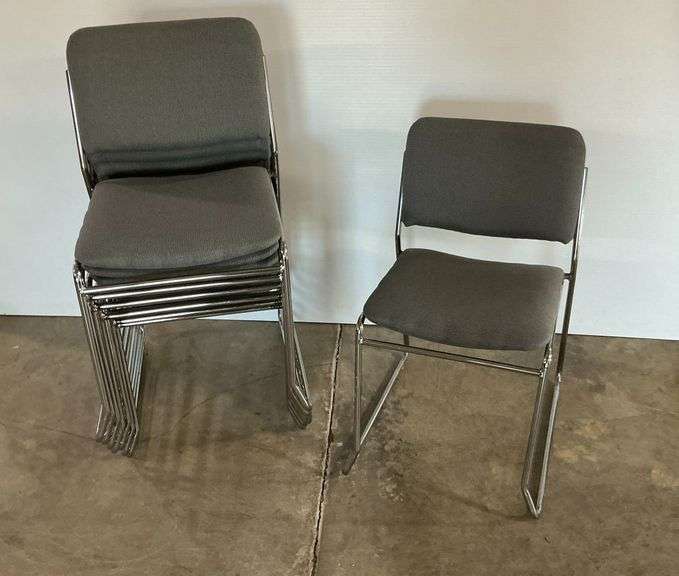 Eight Stackable Chairs with Chrome Frames image