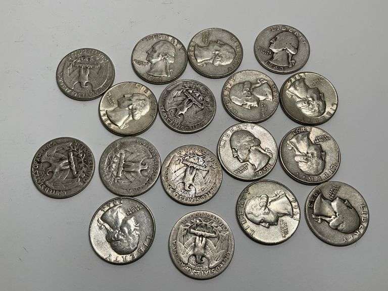 Mixed Lot of 17 Washington Silver Quarters image