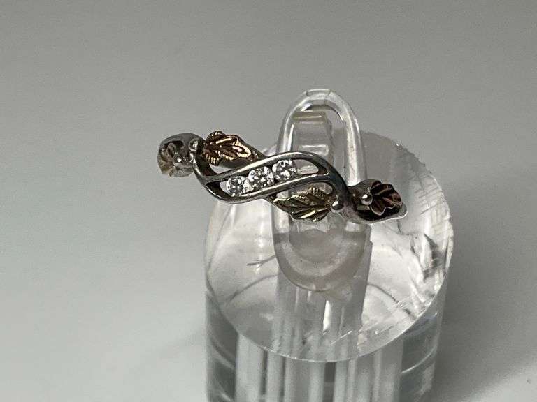 Black Hills Gold & Sterling Silver Ring with Sparkling Accents...Size 10 image
