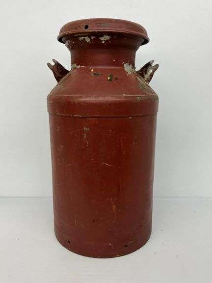 Vintage Metal Milk Can with Lid and Handles image