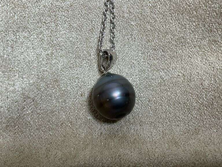 11mm Cultured Tahitian Pearl Rhodium over Sterling Silver Pendant with 18 in. Chain image