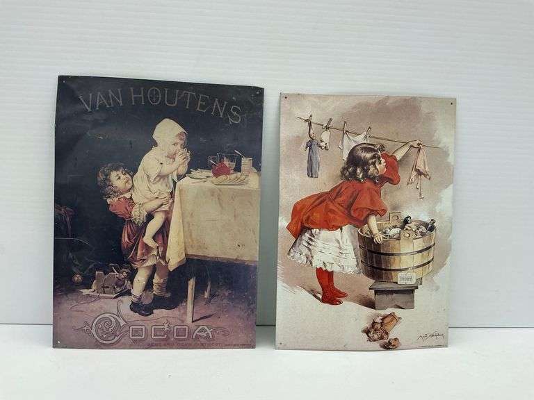 Van Houten Cocoa and Ivory Soap Tin Advertising Signs image