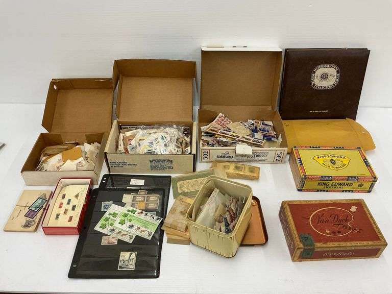 Large Assortment of World Stamps in Boxes & Album image