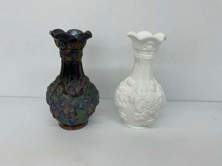 Pair of Glass Grape Design Vases image