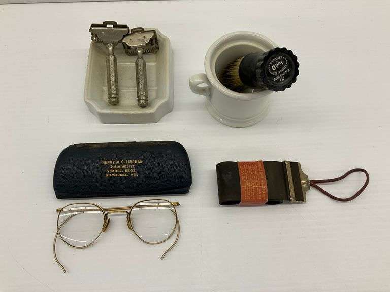 Vintage Shaving Set with Eyeglasses and Case image