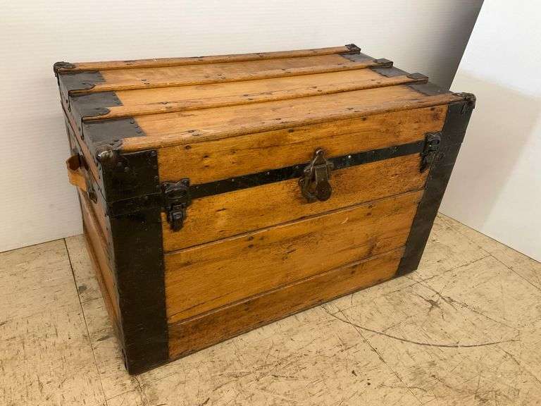 Wooden Storage Trunk with Metal Hardware image