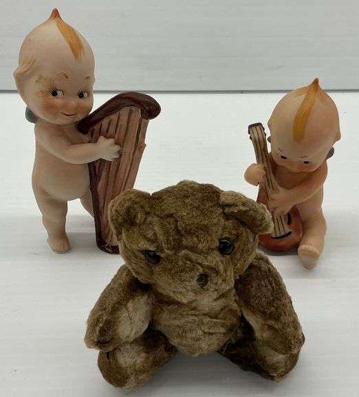 Vintage Ardalt Japan Kewpie Porcelain Figurines and Teddy Bear image